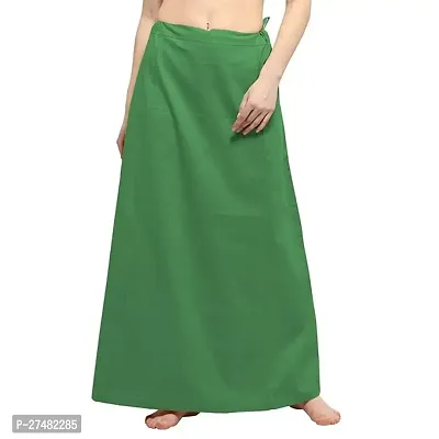 Stylish Green Cotton Solid Readymade Saree Petticoats-thumb0