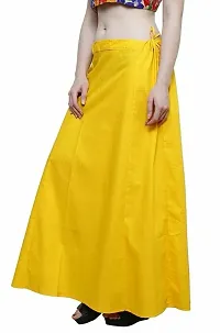 Stylish Yellow Cotton Solid Readymade Saree Petticoats-thumb1