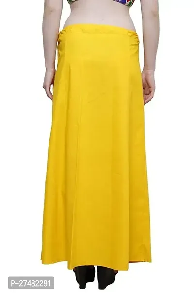 Stylish Yellow Cotton Solid Readymade Saree Petticoats-thumb3