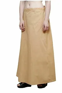 Stylish Beige Cotton Solid Readymade Saree Petticoats-thumb2