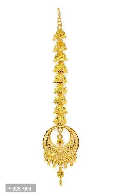 Alloy Gold Plated Traditional Bridal Maang Tikka For Women And Girls-thumb0