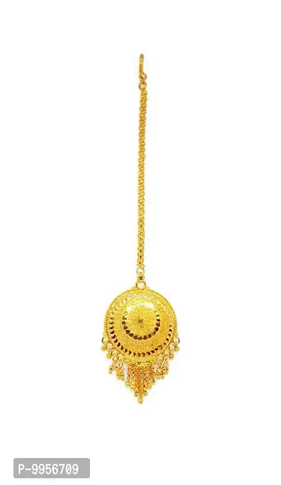 Micro Gold Plated Traditional Beautiful Bridal Maang Tikka For Women And Girls