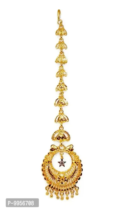 Micro Gold Plated Traditional Beautiful Bridal Maang Tikka For Women And Girls