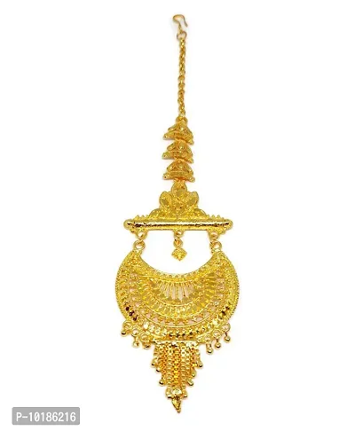Gold Plated Traditional Beautiful Latest Design Maang Tikka For Women And Girls Gold