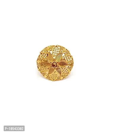 Splendid Gold Look Traditional Beautiful Gold Plated Finger Ring For Women And Girls Golden