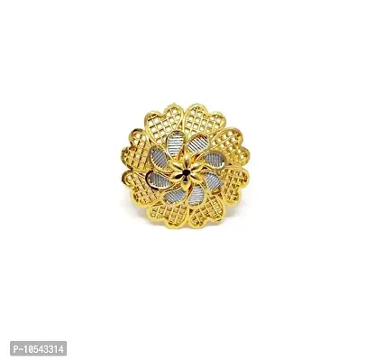 Splendid Gold Look Traditional Beautiful Gold Plated Finger Ring For Women And Girls Golden