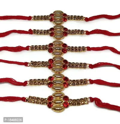 Traditional And Beautiful Elegant AD Gold Plated Rakhi For Brother Rakhi Set Rakhi Combo Bhaiya Rakhi Combo Rakhi Set Of 6