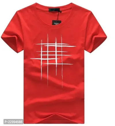 Stylish Red Cotton Solid Tees For Men-thumb0