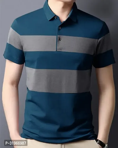 Trendy Cotton Blend Colourblocked Polos For Men