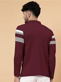 Stylish Colorblock Men Polo Neck Maroon T-Shirt-thumb1