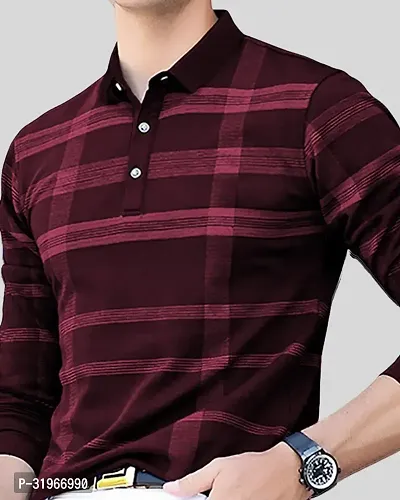 Trendy Cotton Blend Checked Polos For Men