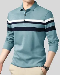 Trendy Cotton Blend  Striped Polos For Men-thumb2