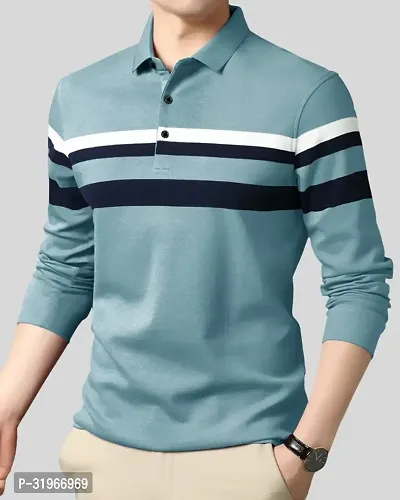 Trendy Cotton Blend  Striped Polos For Men-thumb3