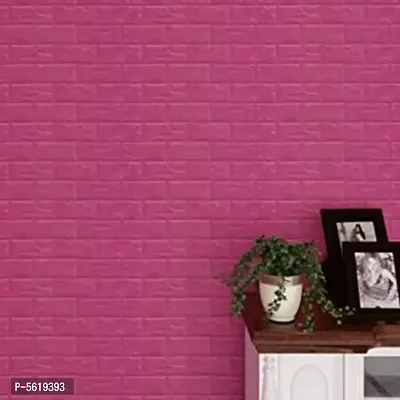 Aspiration Collection 3D Embossed Washable PE Foam DIY Self Adhesive Brick Wall Sticker for Bedrooms, Living Room, Kids Room, Office (Rose Red ) (1 Pc)