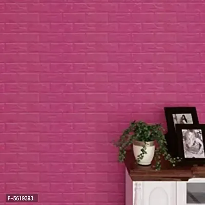 Aspiration Collection 3D Embossed Washable PE Foam DIY Self Adhesive Brick Wall Sticker for Bedrooms, Living Room, Kids Room, Office (Rose Red ) (1 Pc)-thumb0