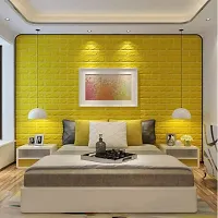 Aspiration Collection 3D Embossed Washable PE Foam DIY Self Adhesive Brick Wall Sticker for Bedrooms, Living Room, Kids Room, Office (yellow) (1 Pc)-thumb1