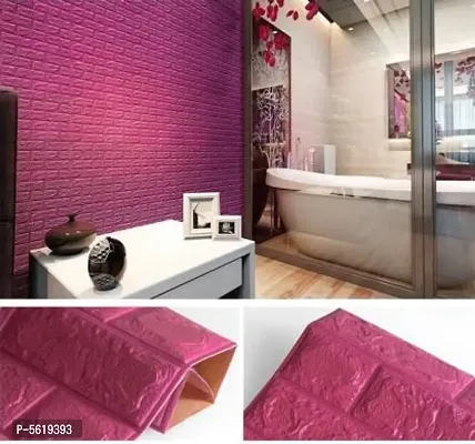 Aspiration Collection 3D Embossed Washable PE Foam DIY Self Adhesive Brick Wall Sticker for Bedrooms, Living Room, Kids Room, Office (Rose Red ) (1 Pc)-thumb2