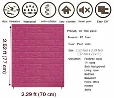 Aspiration Collection 3D Embossed Washable PE Foam DIY Self Adhesive Brick Wall Sticker for Bedrooms, Living Room, Kids Room, Office (Rose Red ) (1 Pc)-thumb2