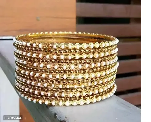 Elegant Golden Metal American Diamond Bangles or Bracelets For Women Pack of 13