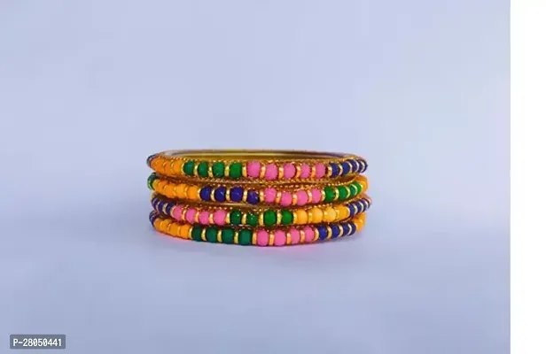 Elegant Multicoloured Glass American Diamond Bangles or Bracelets For Women Pack of 4