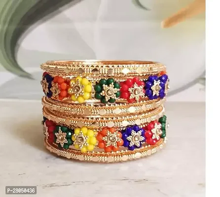 Elegant Multicoloured Metal American Diamond Bangles or Bracelets For Women Pack of 6-thumb0