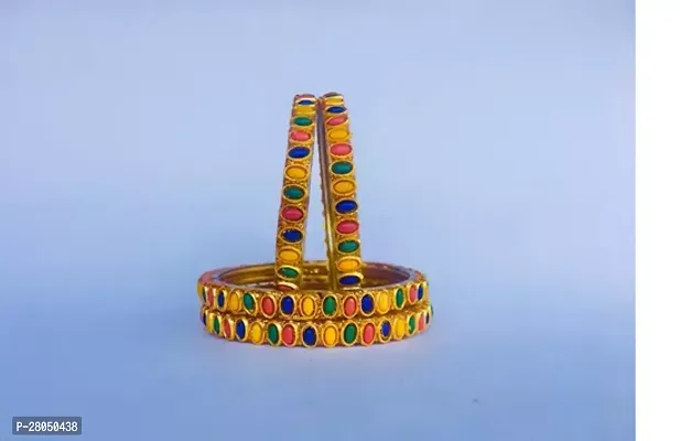 Elegant Multicoloured Alloy American Diamond Bangles or Bracelets For Women Pack of 4