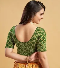 streachable party wear bandhani readymade green color blouse for women-thumb2
