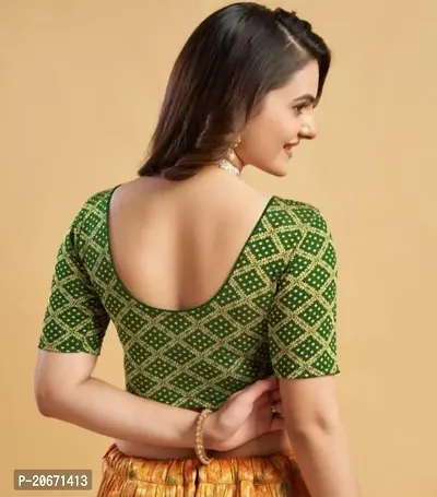 streachable party wear bandhani readymade green color blouse for women-thumb3