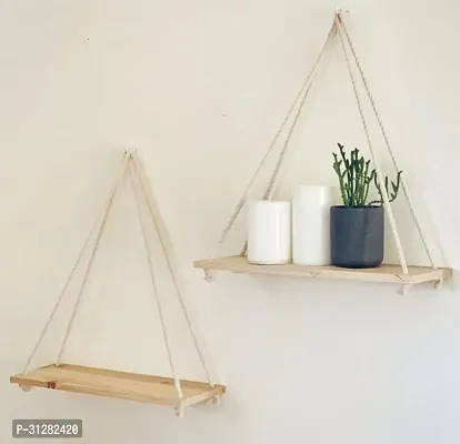 Home Decor Macrame Wall Hanging Shelf 2 Tier White-thumb0