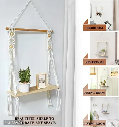 MACRAME WALL HANGING SHELF White-thumb3