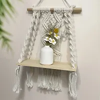 Macrame wall hanging shelf 21 inch X 5 inch White-thumb1