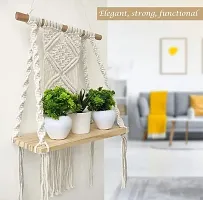 Macrame Wooden Wall Hanging.MADE IN INDIA 25 inch X 12 inch OFF WHITE-thumb2