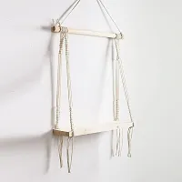 Macrame Wall Hanging Shelf Wood Floating Shelves with Wooden IvoryWhite-thumb1