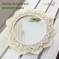 Macrame Wall Mirror with Fringes for Apartment Living Room Bedroom MM002 Ivory-thumb2