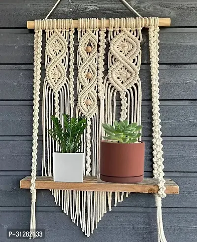 Macrame wall hanging shelf for home decor Item being-thumb0