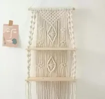 MACRAME WALL SELF HANGARS FOR HOME DECORATION. 56 cm X 30 cm White-thumb2