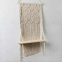 Macrame Wall Hanging Shelf Bohemian Decor Shelf for Plants And Pots White-thumb2