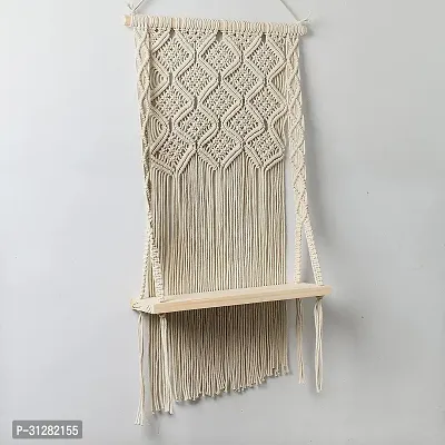 Macrame Wall Hanging Shelf Bohemian Decor Shelf for Plants And Pots White-thumb3