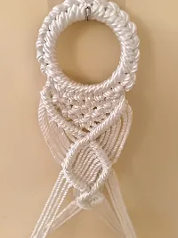 Home Decor Macrame Wall Hanging Shelf With Hook 50 cm X 30 cm White-thumb1