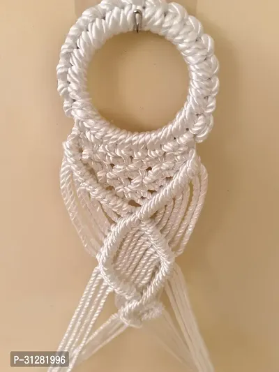 Home Decor Macrame Wall Hanging Shelf With Hook 50 cm X 30 cm White-thumb2