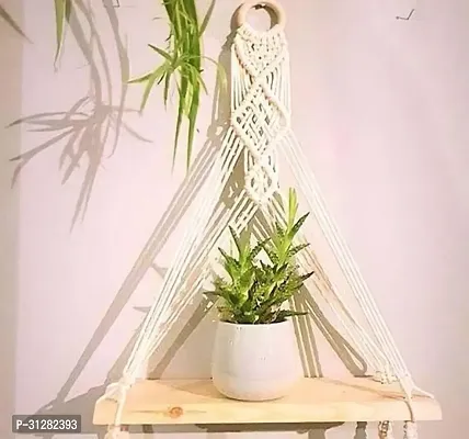 Macrame Wall Decor and Hanging 50 cm X 30 cm White-thumb0