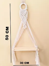 Macrame Shelf Macrame Pot Planter Wall Hanging Nice Tapestry Beige 40 cm X 10 cm White-thumb1