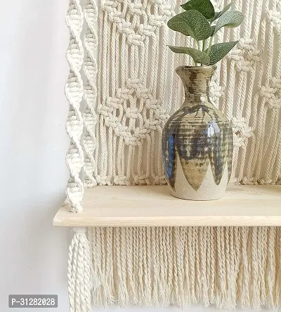 Macrame Wall Hanging shelf with Rope Off White-thumb3