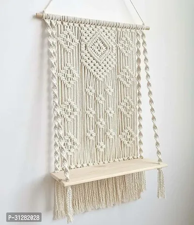 Macrame Wall Hanging shelf with Rope Off White-thumb2