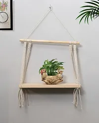 Macrame wall Hanging Decor Shelves Wall Shelf with Handmade Woven White-thumb2