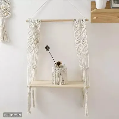 Macrame wall hanging shelf 24 inch X 4.5 inch White