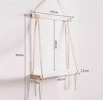 Macrame Wall Hanging Shelf Decor Shelf Made Wooden 50 cm White-thumb1