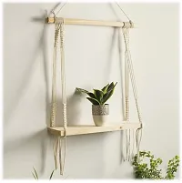 Handcrafted Macrame Wall Hanging Shelf Modern Chic Hand Woven Art Decor White-thumb1