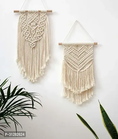 2Piece Macrame Wall Hanging Decor House Living Room White