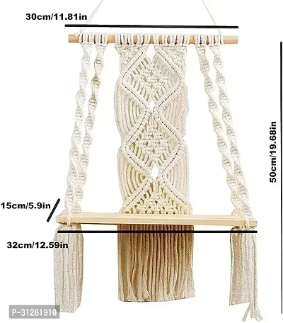 Macrame Wall Hanging Shelf Macrame Cotton Floating Shelf Plant Hanger White-thumb3